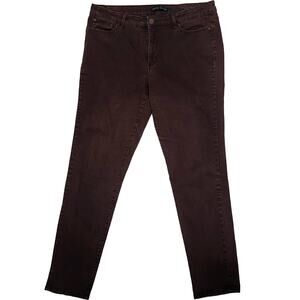 Code Bleu Women's Brown Jean-Type Pants Skinny Straight-Leg 5-Pocket Stretch 16